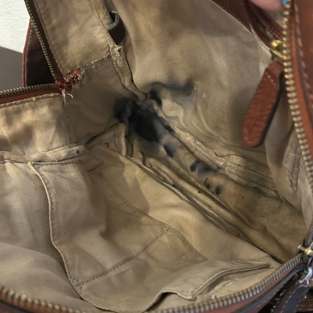 Frye Melissa Cognac Backpack crafted from antiqued pull-up Italian leather - Picture 13 of 13